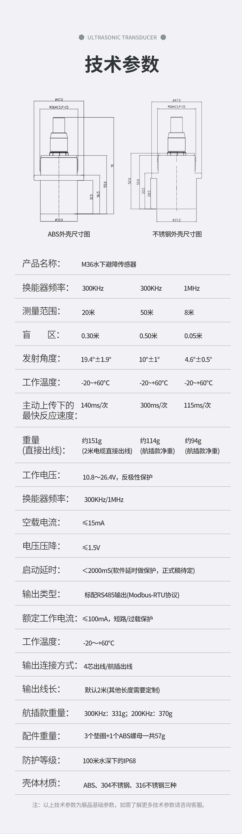 M36水下避障傳感器（plus款，304外殼，帶航空插頭）.716詳情頁(yè)_04.jpg